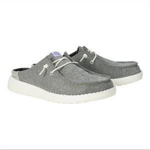 Hey Dude Wendy Slip On Metallic Sparkle Charcoal size 7 shimmer black silver